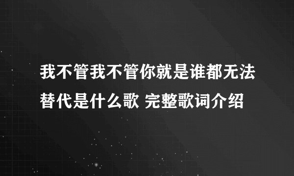 我不管我不管你就是谁都无法替代是什么歌 完整歌词介绍