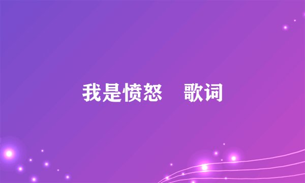 我是愤怒 歌词