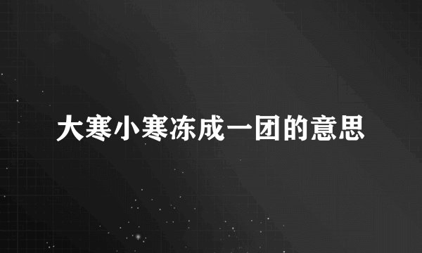 大寒小寒冻成一团的意思