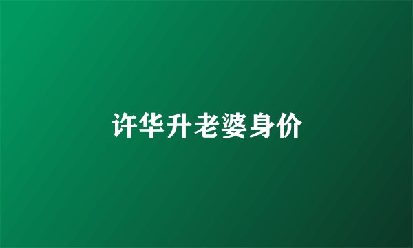 许华升老婆身价
