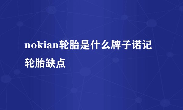 nokian轮胎是什么牌子诺记轮胎缺点
