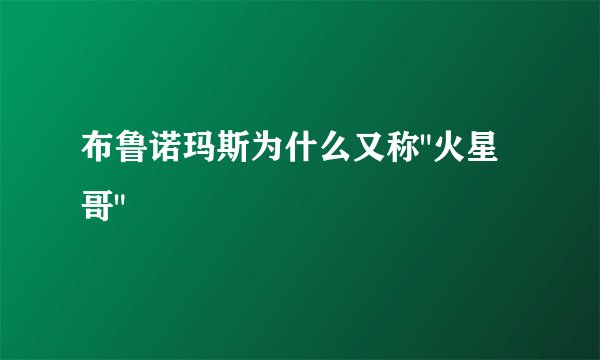 布鲁诺玛斯为什么又称