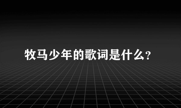 牧马少年的歌词是什么？