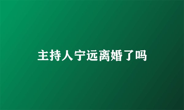 主持人宁远离婚了吗