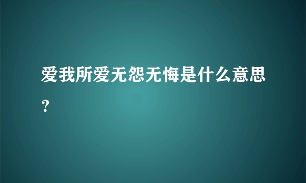 爱我所爱无怨无悔是什么意思？