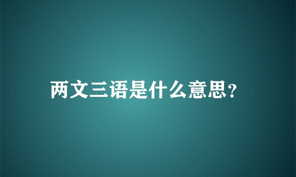 两文三语是什么意思？