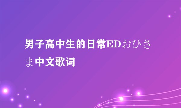 男子高中生的日常EDおひさま中文歌词