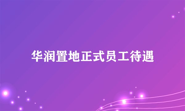 华润置地正式员工待遇