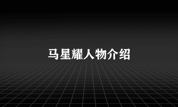 马星耀人物介绍
