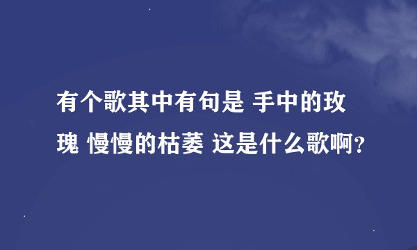 有个歌其中有句是 手中的玫瑰 慢慢的枯萎 这是什么歌啊？