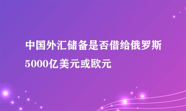 中国外汇储备是否借给俄罗斯5000亿美元或欧元