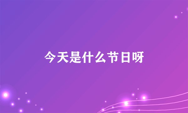 今天是什么节日呀