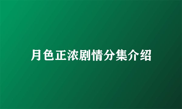 月色正浓剧情分集介绍