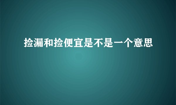 捡漏和捡便宜是不是一个意思