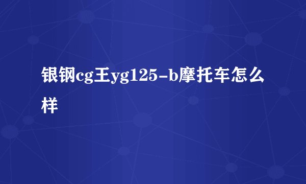 银钢cg王yg125-b摩托车怎么样