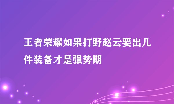 王者荣耀如果打野赵云要出几件装备才是强势期