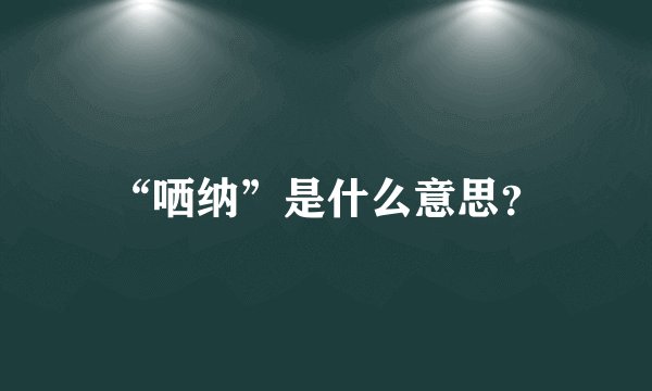 “哂纳”是什么意思？