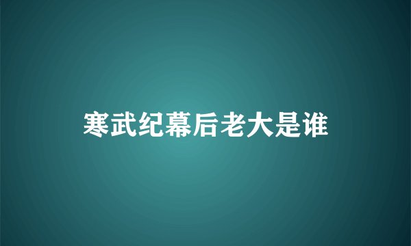 寒武纪幕后老大是谁