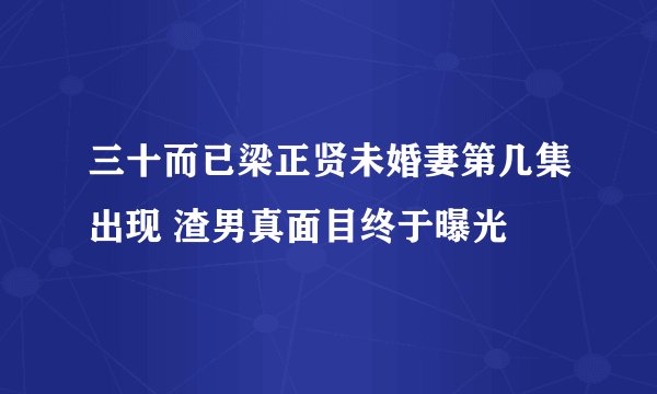 三十而已梁正贤未婚妻第几集出现 渣男真面目终于曝光