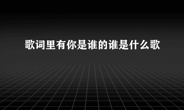 歌词里有你是谁的谁是什么歌