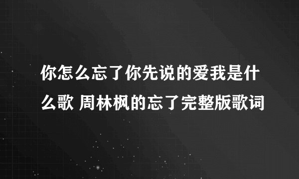 你怎么忘了你先说的爱我是什么歌 周林枫的忘了完整版歌词