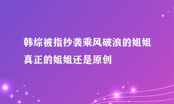 韩综被指抄袭乘风破浪的姐姐真正的姐姐还是原创