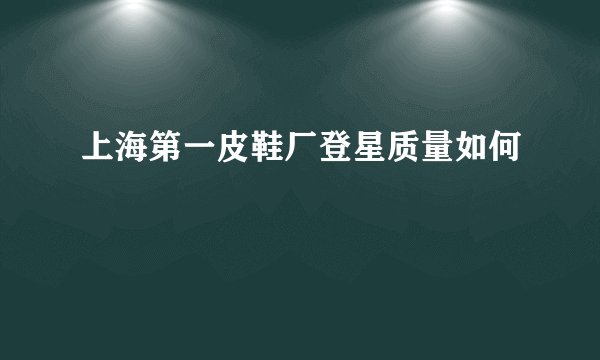 上海第一皮鞋厂登星质量如何