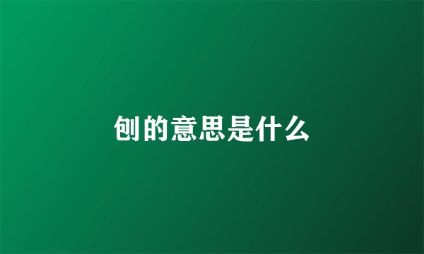 刨的意思是什么