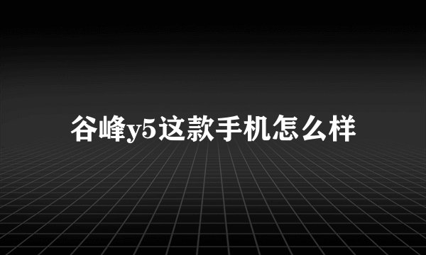 谷峰y5这款手机怎么样