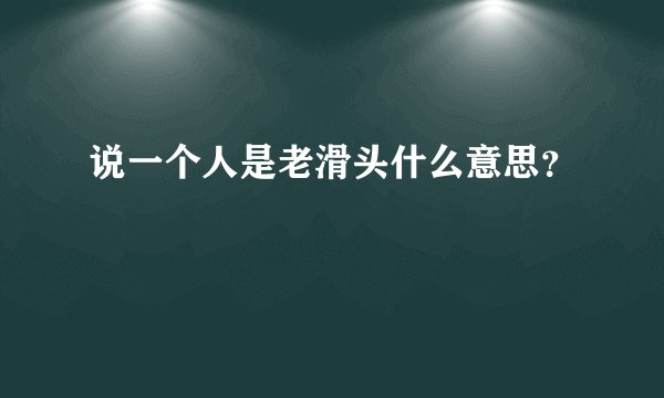 说一个人是老滑头什么意思？