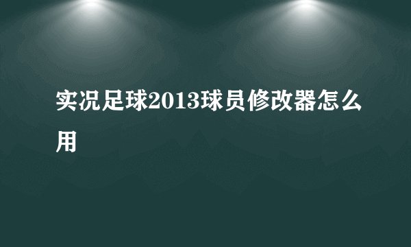 实况足球2013球员修改器怎么用
