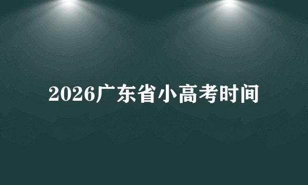 2026广东省小高考时间