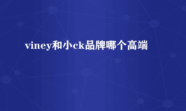 viney和小ck品牌哪个高端