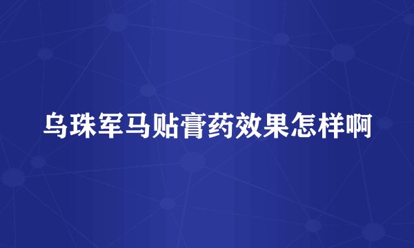 乌珠军马贴膏药效果怎样啊