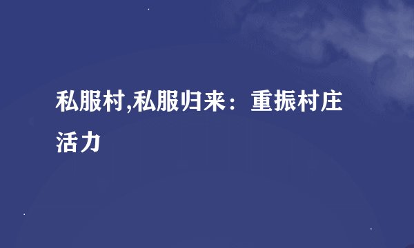 私服村,私服归来：重振村庄活力