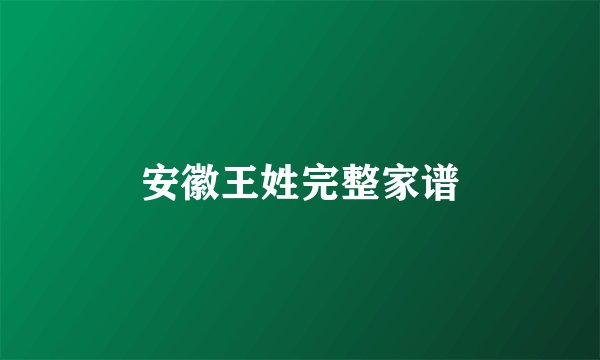 安徽王姓完整家谱