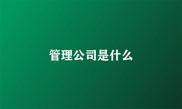 管理公司是什么