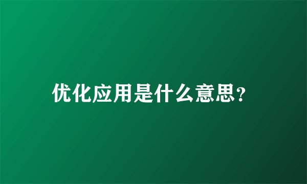 优化应用是什么意思？