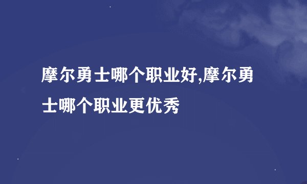 摩尔勇士哪个职业好,摩尔勇士哪个职业更优秀