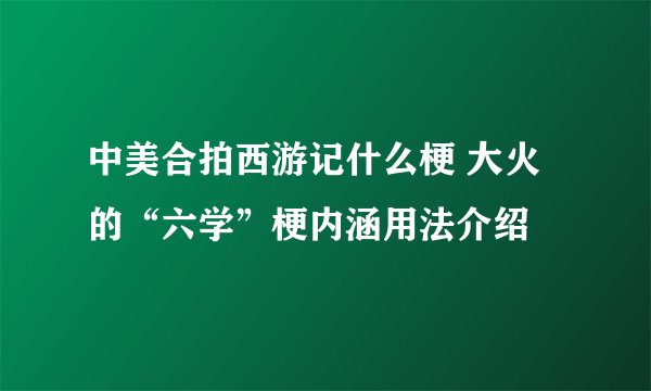 中美合拍西游记什么梗 大火的“六学”梗内涵用法介绍