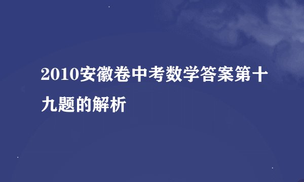 2010安徽卷中考数学答案第十九题的解析