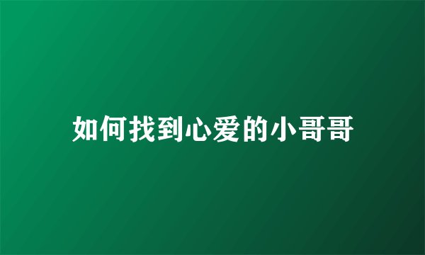 如何找到心爱的小哥哥