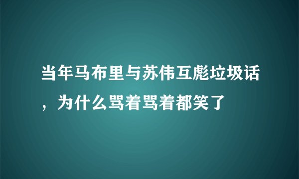 当年马布里与苏伟互彪垃圾话，为什么骂着骂着都笑了