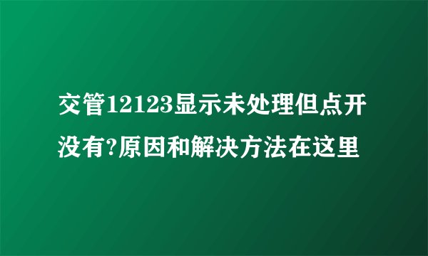 交管12123显示未处理但点开没有?原因和解决方法在这里