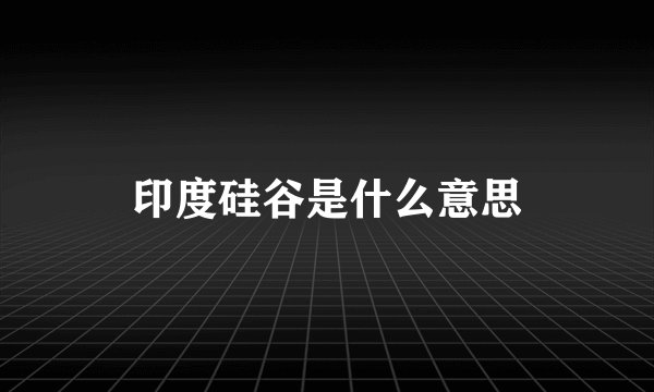 印度硅谷是什么意思