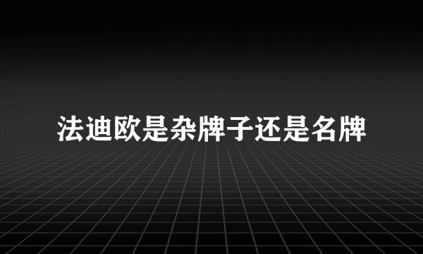 法迪欧是杂牌子还是名牌
