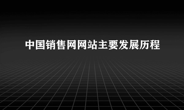 中国销售网网站主要发展历程