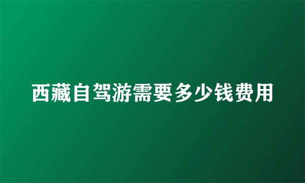 西藏自驾游需要多少钱费用