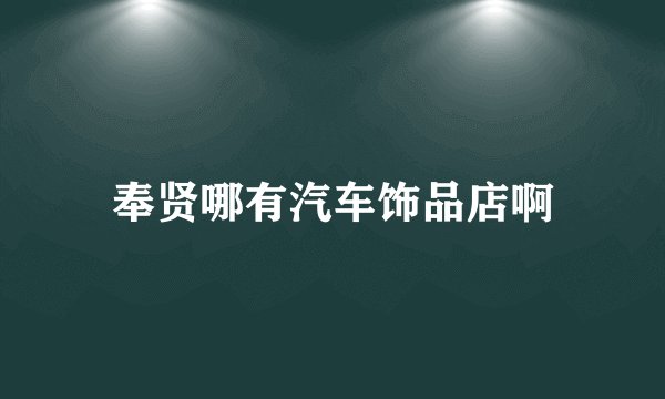 奉贤哪有汽车饰品店啊
