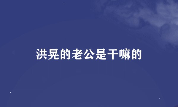 洪晃的老公是干嘛的